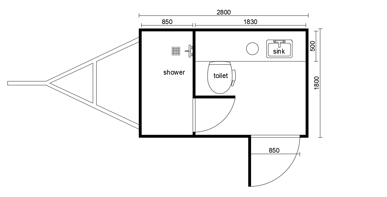 1 stall shower ensuite no tank
