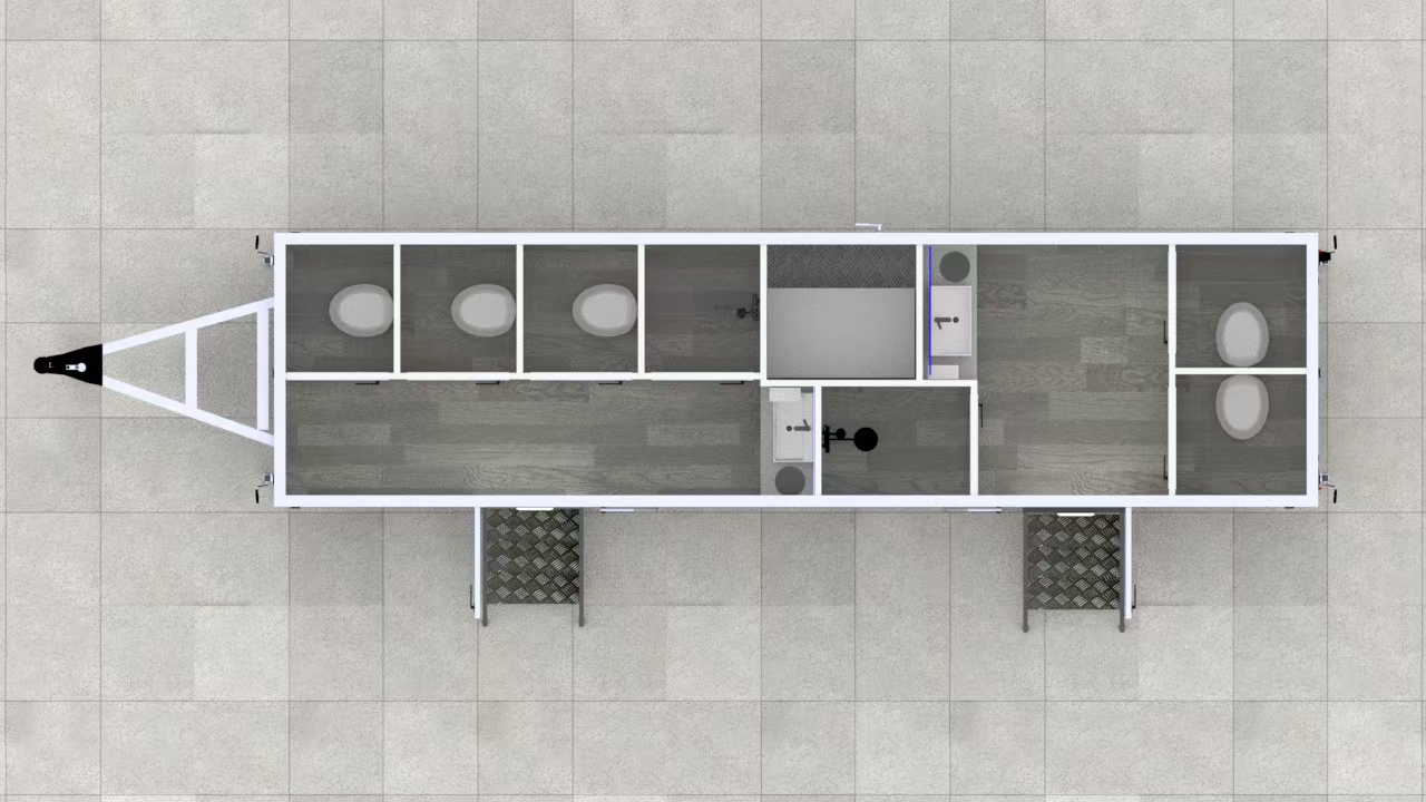 2 room 2 shower 5 toilet