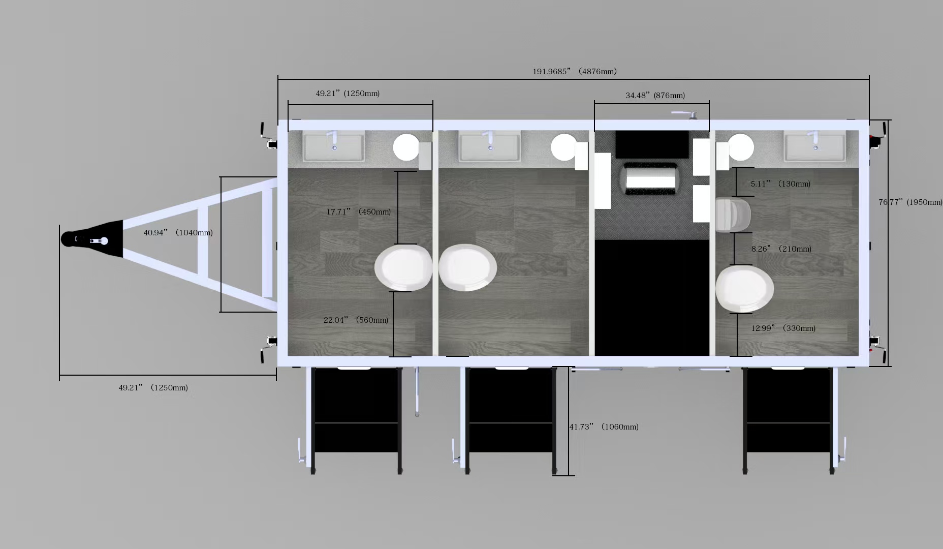 3 stall toilet trailer