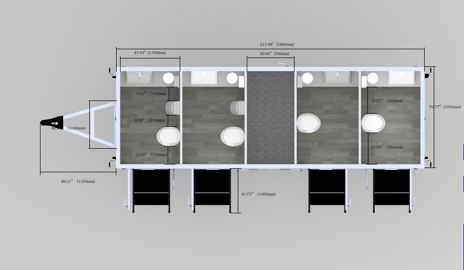 4 stall portable toilet trailers