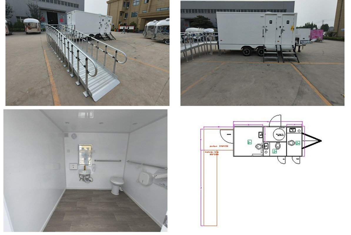 ADA toilet with long ramp